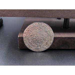Sterling Silver Mayan Calendar Pin Brooch